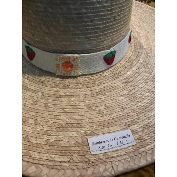 Women\'s Sunshine Tienda Beige Palm Hat with Strawberry Band One Size
